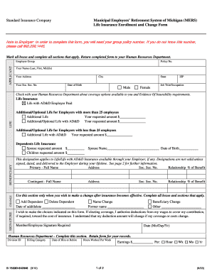 Life Insurance Enrollment and Change the Standard  Form