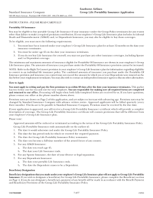 Southwest Airlines Group Life Insurance Form