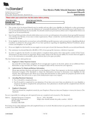 Accelerated Benefit Packet NM Public Schools Insurance Authority, 6913645549 PDF  Form