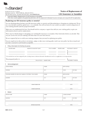 This Notice Must Be Signed by the Applicants and Broker, with the Original Sent to Standard Insurance Company and a Copy Left Wi  Form