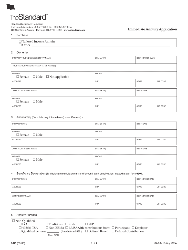 Immediate Annuity Application  Form