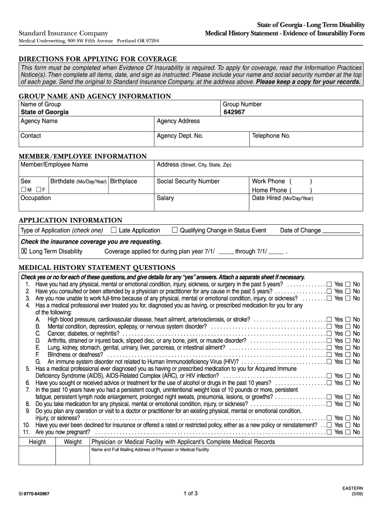 The Standard Long Term Disability for Georgia Form