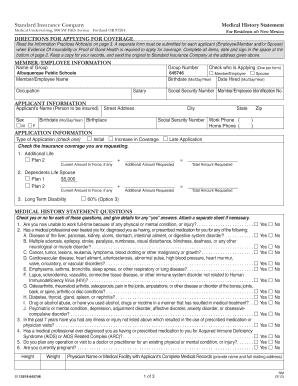 Medical History Statement New Mexico Albuquerque Public Schools, 12974645746 PDF  Form