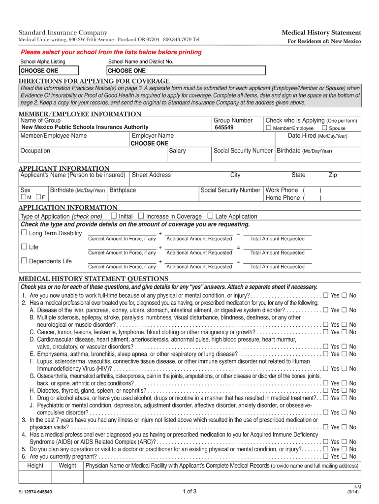 Proof of Good Health the Standard  Form