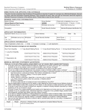 Medical History Statements School Board of Polk County Florida, 9779625950 PDF  Form