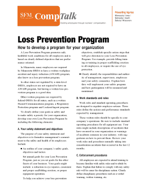 Loss Prevention Program  Form