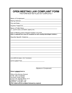 Open Meeting Act Michigan  Form