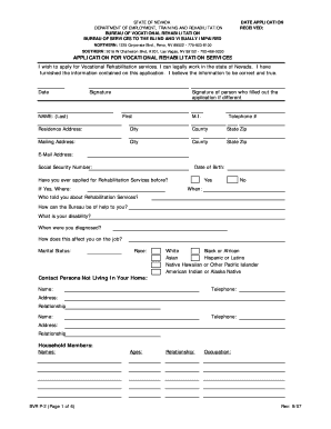 Vocational Rehabilitation Reno  Form