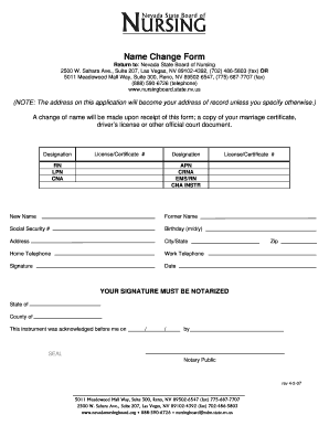 Nevada Board of Nursing  Form