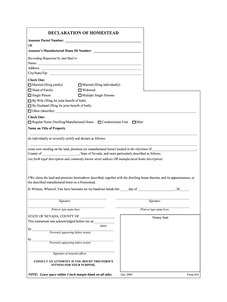  Nevada Homestead Form Example 2019-2024