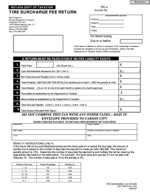 Nevada Tire Tax Form