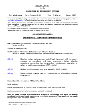 SENATE AGENDA for the COMMITTEE on GOVERNMENT AFFAIRS Day Leg State Nv  Form