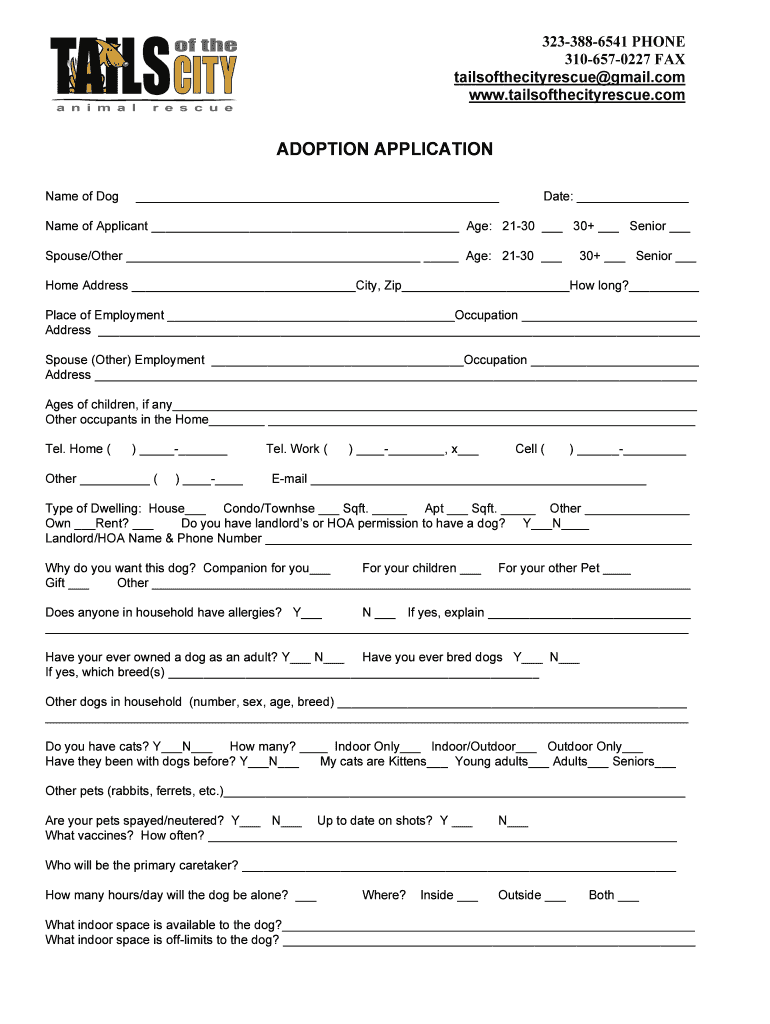 Tails Adoption Application 12 13 10  Form