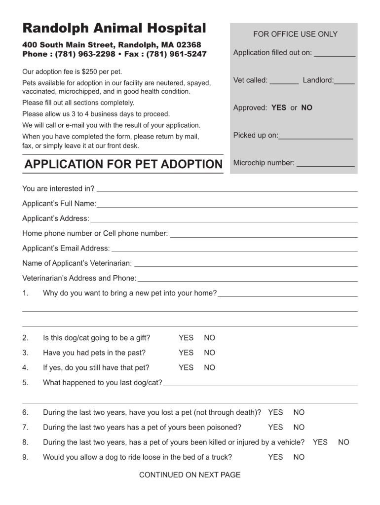 Dog Adoption Application Form