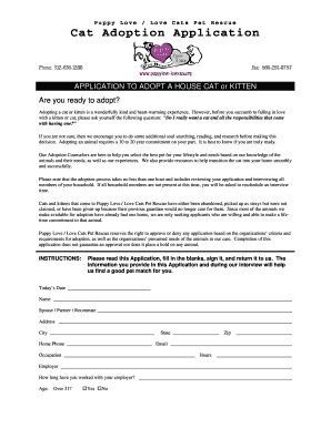 Cat Adoption Application  Form