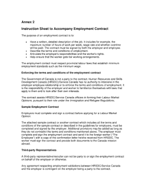 Instruction Sheet Accompany Employment Contract Form
