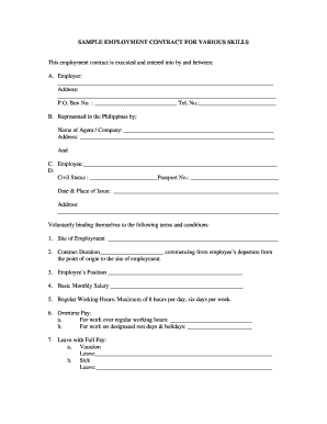 Ph Sample Employment Contract  Form