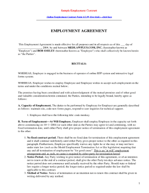 Fillable Contract Template  Form