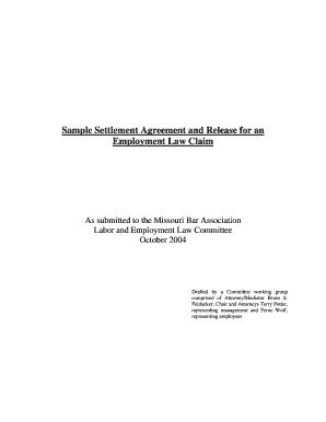 Sample Settlement Agreement and Release for an Employment Law Claim Form