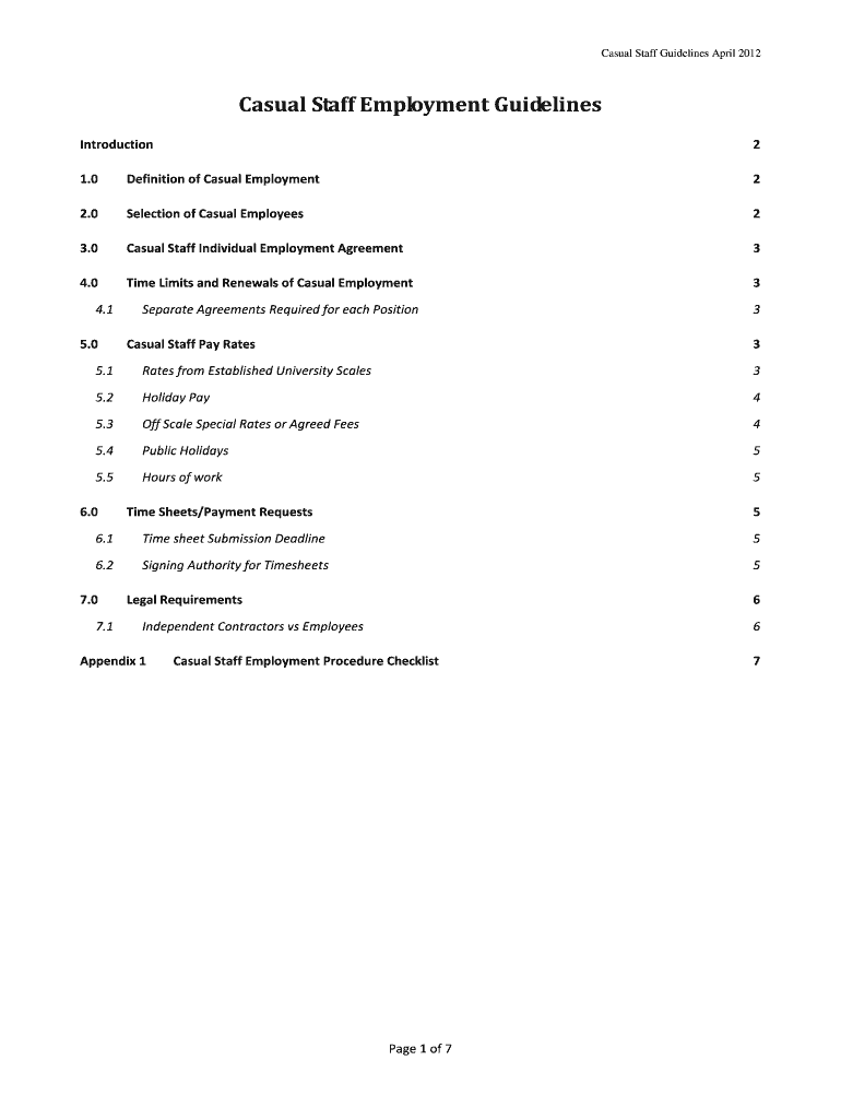 Casual Staff Employment Guidelines Visit Docushare Otago Ac Nz Docushare Otago Ac  Form