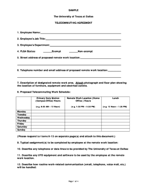 Telecommuting Agreement  Form