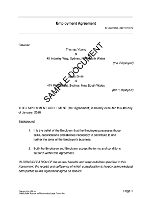 Employment Agreement Documatica  Form