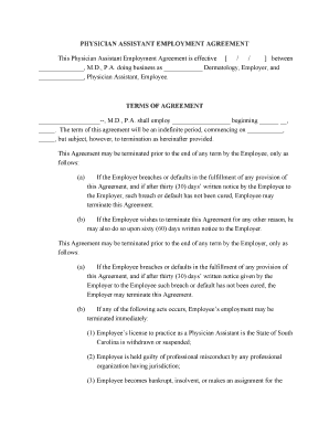 Dermatologist Employment Contract Templates Form