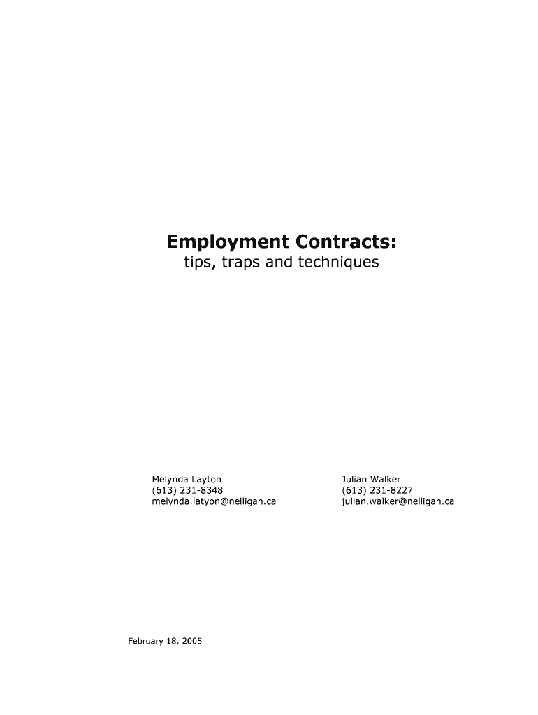 Employment Contracts Tips, Traps and Techniques  Nelligan  Form