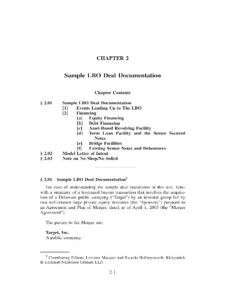 Lbo Agreement Sample Form