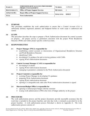 Fermi Research Control Account Procedure Form