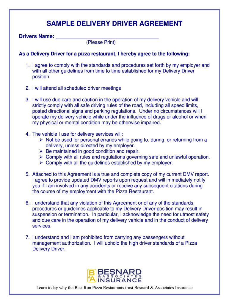 Standard Courier Contract  Form
