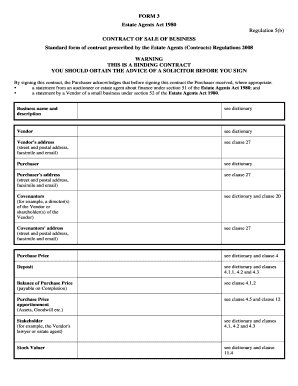 Form 3 Estate Agents Act 1980