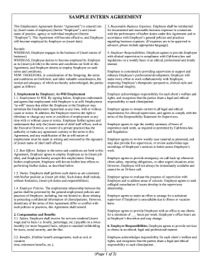 Intern Agreement Template Nj Form