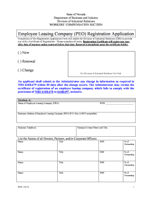  Nevada Peo Registration Form 2012