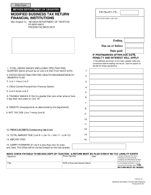 Nevada Modified Business Tax Return  Form