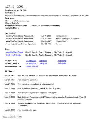 Legislative History of a J R 13 from and Leg State Nv  Form