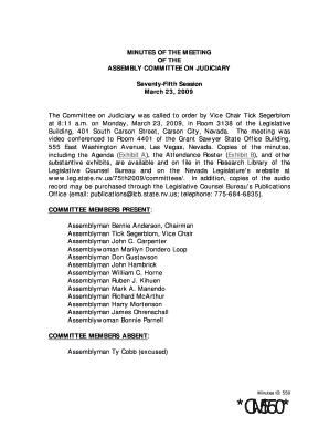 ASSEMBLY COMMITTEE MINUTES Leg State Nv  Form