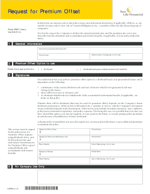 Sun Life Premium Offset Form