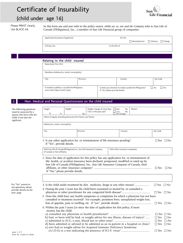 Child under Age 16  Form