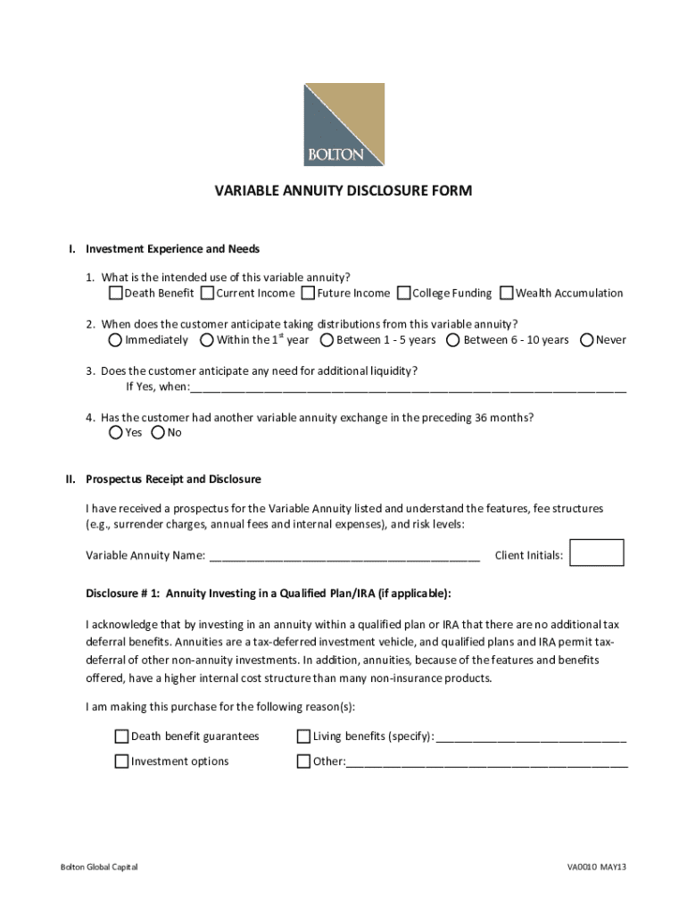  Help Me Find Disclosure Forms for Variable Annuity Transamerica 2010-2024