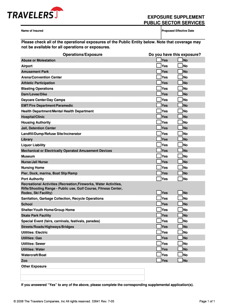 EXPOSURE SUPPLEMENT PUBLIC SECTOR SERVICES  Form