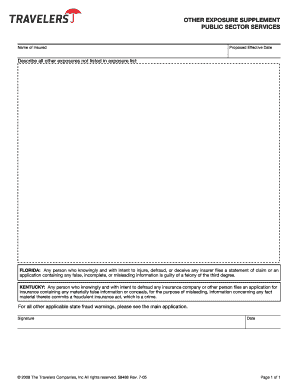 OTHER EXPOSURE SUPPLEMENT PUBLIC SECTOR Travelers  Form