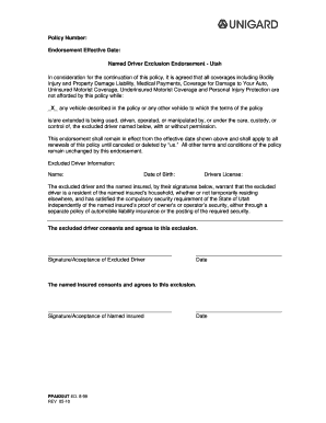 Policy Number Endorsement Effective Date  Form