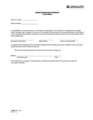 Driver Exclusion Form PDF