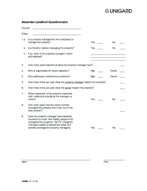 Tenant Questionnaire Form