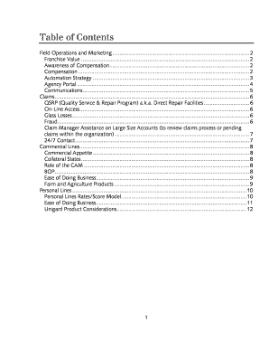 Table of Contents  Form