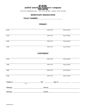 United American Change of Beneficiary Form