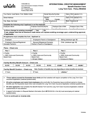 INTERNATIONAL CREATIVE MANAGEMENT Benefit Election Form Long Term