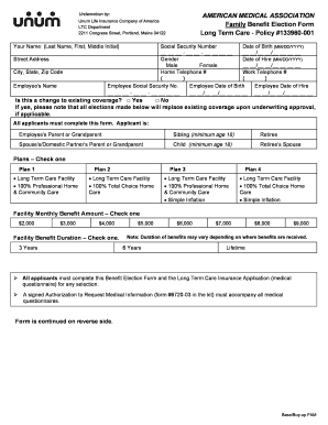 AMERICAN MEDICAL ASSOCIATION Family Benefit Election Form Long