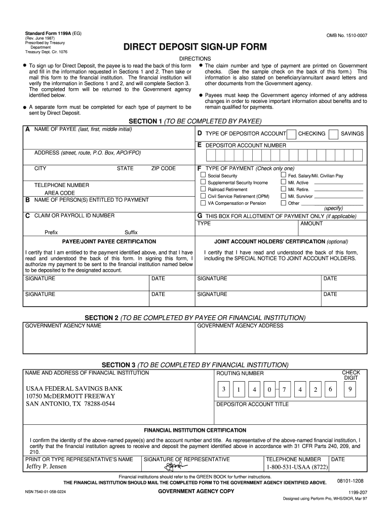 Usaa Voided Check  Form
